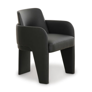 TOV Furniture Leo Performance Vegan Leather Dining Chair - Luxurious, Easy-Clean Seating with Retro Flair & Durability Black TOV-D69151