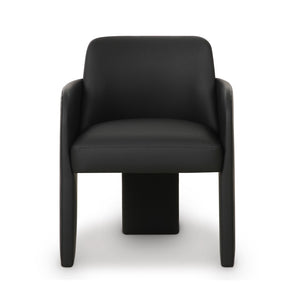 TOV Furniture Leo Performance Vegan Leather Dining Chair - Luxurious, Easy-Clean Seating with Retro Flair & Durability Black TOV-D69151