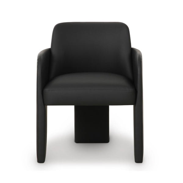 TOV Furniture Leo Performance Vegan Leather Dining Chair - Luxurious, Easy-Clean Seating with Retro Flair & Durability Black TOV-D69151