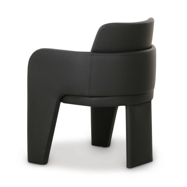 TOV Furniture Leo Performance Vegan Leather Dining Chair - Luxurious, Easy-Clean Seating with Retro Flair & Durability Black TOV-D69151