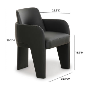 TOV Furniture Leo Performance Vegan Leather Dining Chair - Luxurious, Easy-Clean Seating with Retro Flair & Durability Black TOV-D69151