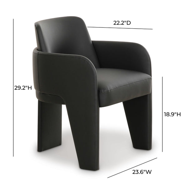 TOV Furniture Leo Performance Vegan Leather Dining Chair - Luxurious, Easy-Clean Seating with Retro Flair & Durability Black TOV-D69151