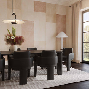 TOV Furniture Leo Performance Vegan Leather Dining Chair - Luxurious, Easy-Clean Seating with Retro Flair & Durability Black TOV-D69151