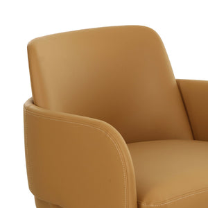 TOV Furniture Leo Performance Vegan Leather Dining Chair - Luxurious, Easy-Clean Seating with Retro Flair & Durability Tan TOV-D69152