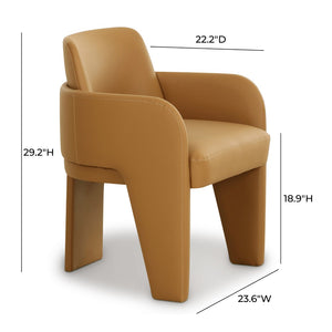 TOV Furniture Leo Performance Vegan Leather Dining Chair - Luxurious, Easy-Clean Seating with Retro Flair & Durability Tan TOV-D69152
