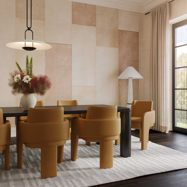 TOV Furniture Leo Performance Vegan Leather Dining Chair - Luxurious, Easy-Clean Seating with Retro Flair & Durability Tan TOV-D69152