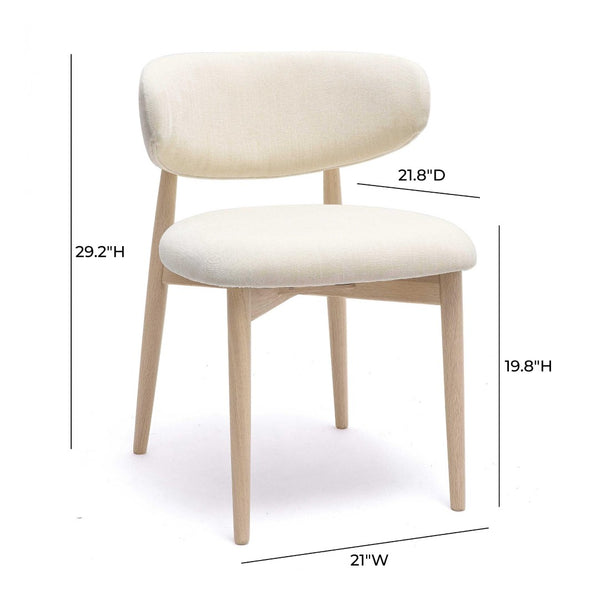TOV Furniture Zinea Performance Velvet Dining Chair – Modern Scandinavian Design with Cozy Shelter Back Support Cream TOV-D69160