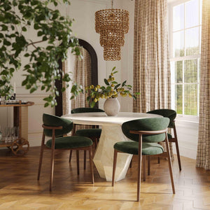 TOV Furniture Zinea Performance Velvet Dining Chair – Modern Scandinavian Design with Cozy Shelter Back Support Forest Green TOV-D69161