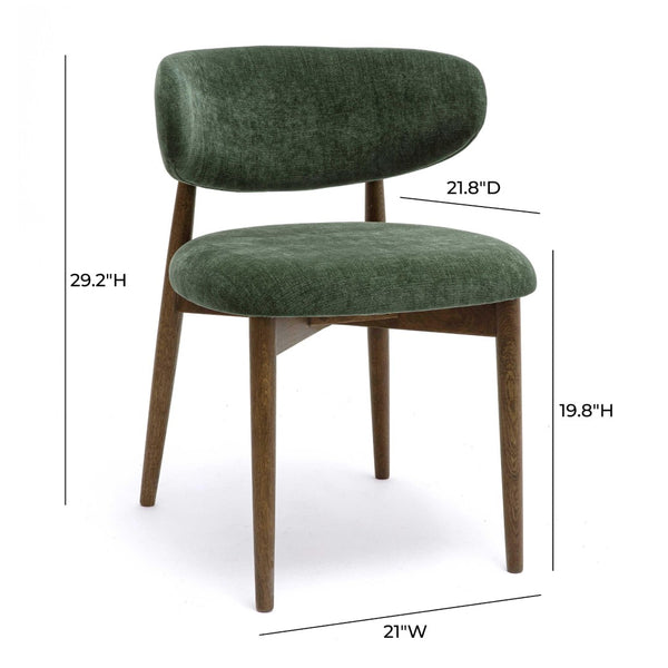 TOV Furniture Zinea Performance Velvet Dining Chair – Modern Scandinavian Design with Cozy Shelter Back Support Forest Green TOV-D69161