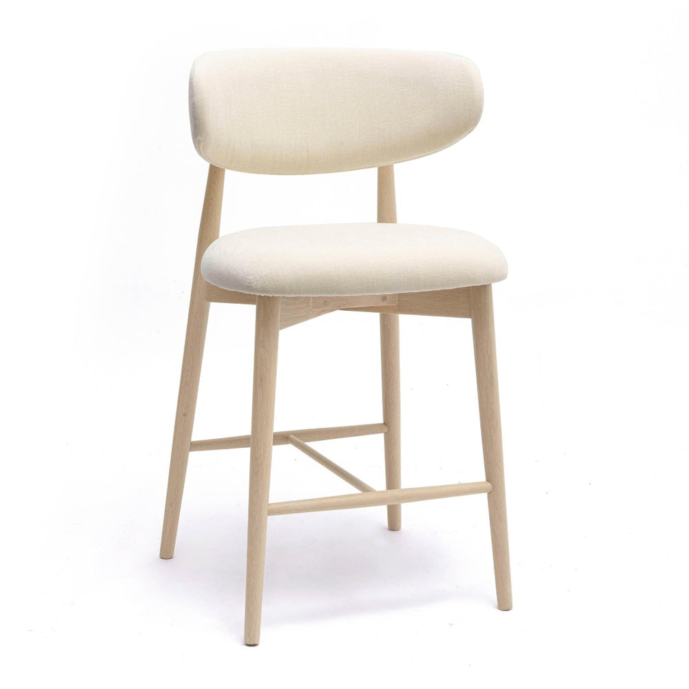 TOV Furniture Zinea Performance Textured Velvet Counter Stool - Stylish Comfort with Solid Wood Frame for Dining Spaces Cream TOV-D69162