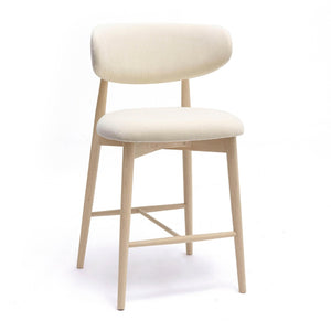 TOV Furniture Zinea Performance Textured Velvet Counter Stool - Stylish Comfort with Solid Wood Frame for Dining Spaces Cream TOV-D69162