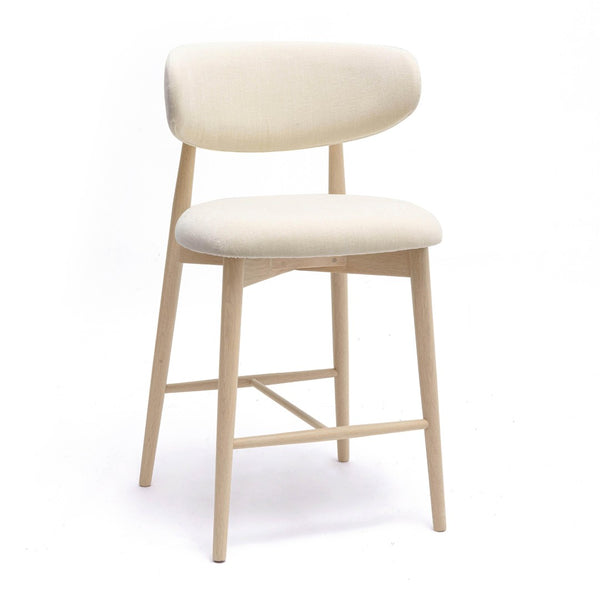 TOV Furniture Zinea Performance Textured Velvet Counter Stool - Stylish Comfort with Solid Wood Frame for Dining Spaces Cream TOV-D69162