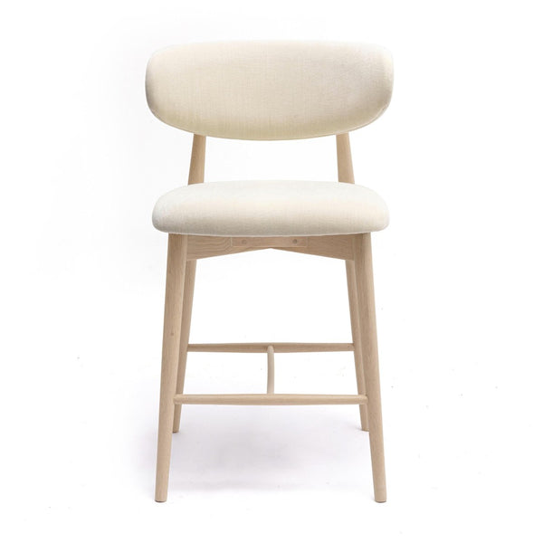 TOV Furniture Zinea Performance Textured Velvet Counter Stool - Stylish Comfort with Solid Wood Frame for Dining Spaces Cream TOV-D69162