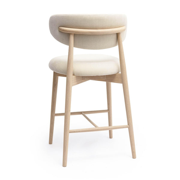 TOV Furniture Zinea Performance Textured Velvet Counter Stool - Stylish Comfort with Solid Wood Frame for Dining Spaces Cream TOV-D69162