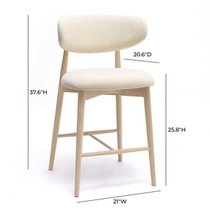 TOV Furniture Zinea Performance Textured Velvet Counter Stool - Stylish Comfort with Solid Wood Frame for Dining Spaces Cream TOV-D69162