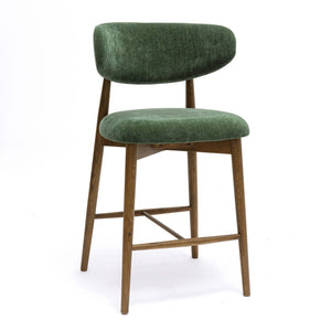TOV Furniture Zinea Performance Textured Velvet Counter Stool - Stylish Comfort with Solid Wood Frame for Dining Spaces Forest Green TOV-D69163