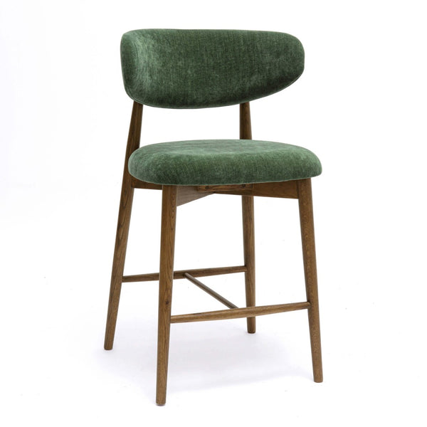 TOV Furniture Zinea Performance Textured Velvet Counter Stool - Stylish Comfort with Solid Wood Frame for Dining Spaces Forest Green TOV-D69163