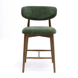 TOV Furniture Zinea Performance Textured Velvet Counter Stool - Stylish Comfort with Solid Wood Frame for Dining Spaces Forest Green TOV-D69163