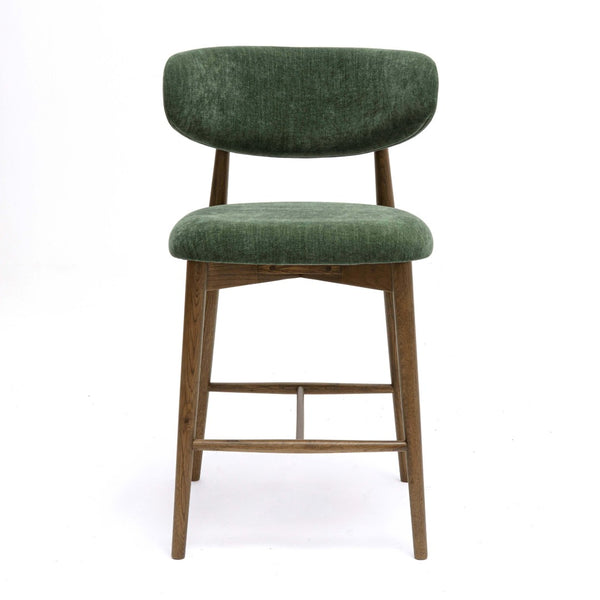 TOV Furniture Zinea Performance Textured Velvet Counter Stool - Stylish Comfort with Solid Wood Frame for Dining Spaces Forest Green TOV-D69163