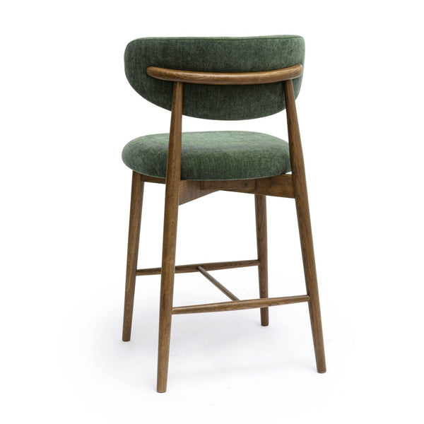 TOV Furniture Zinea Performance Textured Velvet Counter Stool - Stylish Comfort with Solid Wood Frame for Dining Spaces Forest Green TOV-D69163