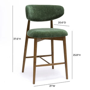 TOV Furniture Zinea Performance Textured Velvet Counter Stool - Stylish Comfort with Solid Wood Frame for Dining Spaces Forest Green TOV-D69163