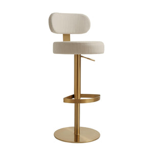 TOV Furniture Primrose Cream Textured Fabric Adjustable Stool – Stylish Art Deco Design & Durable Comfort Solution TOV-D69225