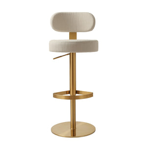 TOV Furniture Primrose Cream Textured Fabric Adjustable Stool – Stylish Art Deco Design & Durable Comfort Solution TOV-D69225