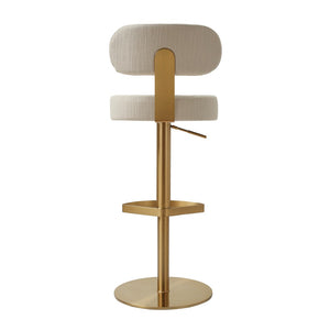 TOV Furniture Primrose Cream Textured Fabric Adjustable Stool – Stylish Art Deco Design & Durable Comfort Solution TOV-D69225