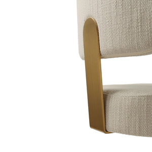 TOV Furniture Primrose Cream Textured Fabric Adjustable Stool – Stylish Art Deco Design & Durable Comfort Solution TOV-D69225
