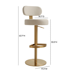 TOV Furniture Primrose Cream Textured Fabric Adjustable Stool – Stylish Art Deco Design & Durable Comfort Solution TOV-D69225