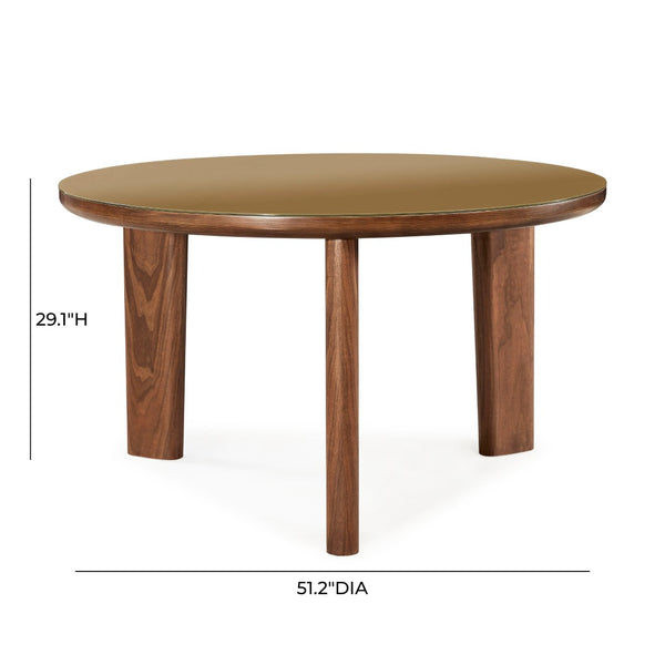 TOV Furniture Oani 51" Round Walnut & Glass Dining Table – Mid-Century Modern Elegance for Every Gathering TOV-D69237