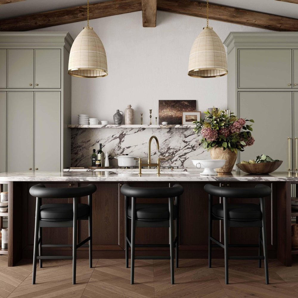 TOV Furniture Spara Performance Vegan Leather Counter Stool – Stylish Scandinavian Design for Modern Spaces Black TOV-D69297