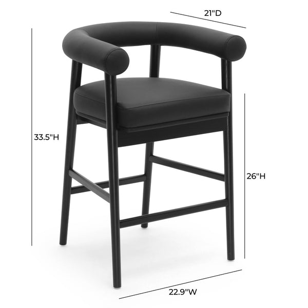 TOV Furniture Spara Performance Vegan Leather Counter Stool – Stylish Scandinavian Design for Modern Spaces Black TOV-D69297