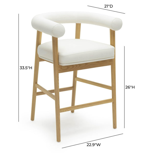 TOV Furniture Spara Performance Vegan Leather Counter Stool – Stylish Scandinavian Design for Modern Spaces White TOV-D69298