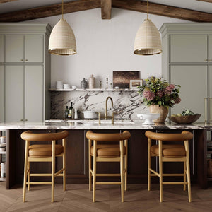 TOV Furniture Spara Performance Vegan Leather Counter Stool – Stylish Scandinavian Design for Modern Spaces Cognac TOV-D69299