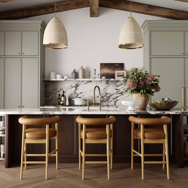 TOV Furniture Spara Performance Vegan Leather Counter Stool – Stylish Scandinavian Design for Modern Spaces Cognac TOV-D69299