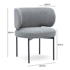 TOV Furniture Maureen Speckled Grey Performance Boucle Dining Chair - Chic Retro Design with Easy-Clean Upholstery TOV-D69314