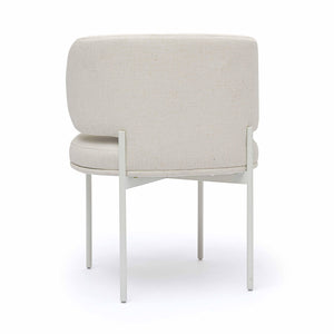 Tov Furniture Maureen Cream Dining Chair - Stylish Upcycled Linen With Retro Curves & Comfortable Foam Padding Cream Metal,Plywood,Recycled Fabric Tov-d69315