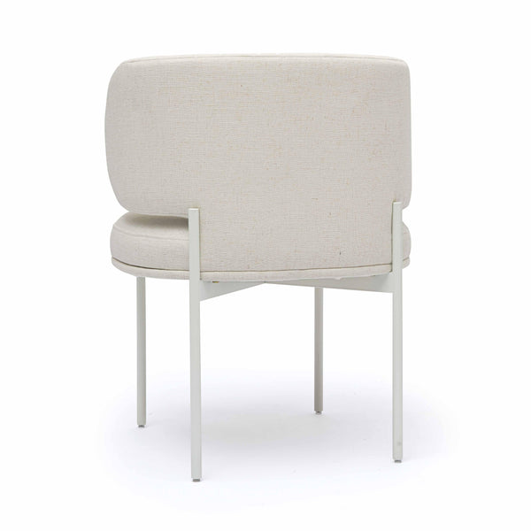 Tov Furniture Maureen Cream Dining Chair - Stylish Upcycled Linen With Retro Curves & Comfortable Foam Padding Cream Metal,Plywood,Recycled Fabric Tov-d69315