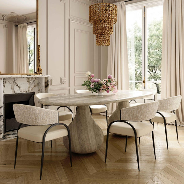 TOV Furniture Tatum Modern Vegan Leather Dining Chair with Sleek Iron Frame for Stylish and Comfortable Living Spaces Cream TOV-D69331