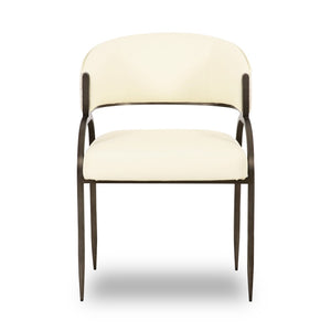TOV Furniture Tatum Modern Vegan Leather Dining Chair with Sleek Iron Frame for Stylish and Comfortable Living Spaces Cream TOV-D69331