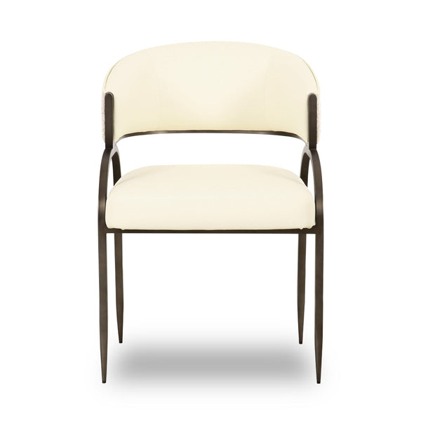 TOV Furniture Tatum Modern Vegan Leather Dining Chair with Sleek Iron Frame for Stylish and Comfortable Living Spaces Cream TOV-D69331