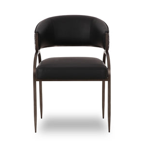 TOV Furniture Tatum Modern Vegan Leather Dining Chair with Sleek Iron Frame for Stylish and Comfortable Living Spaces Black TOV-D69332