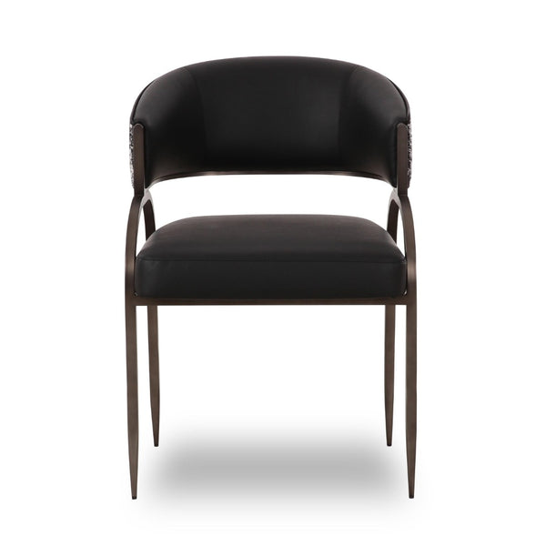 TOV Furniture Tatum Modern Vegan Leather Dining Chair with Sleek Iron Frame for Stylish and Comfortable Living Spaces Black TOV-D69332