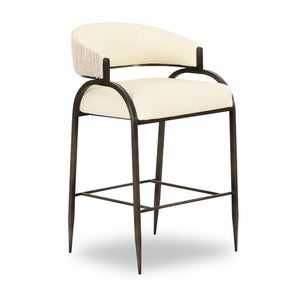 TOV Furniture Tatum Modern Two-Tone Counter Stool with Durable Vegan Leather and Sleek Metal Frame for Style Cream TOV-D69333