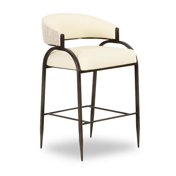 TOV Furniture Tatum Modern Two-Tone Counter Stool with Durable Vegan Leather and Sleek Metal Frame for Style Cream TOV-D69333