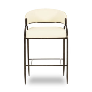 TOV Furniture Tatum Modern Two-Tone Counter Stool with Durable Vegan Leather and Sleek Metal Frame for Style Cream TOV-D69333