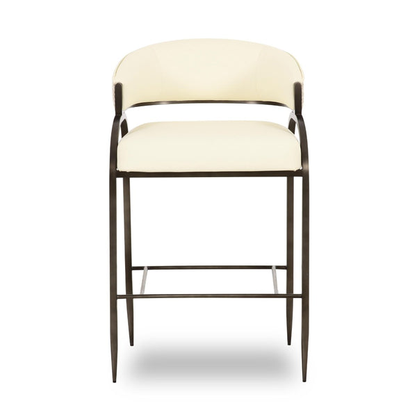 TOV Furniture Tatum Modern Two-Tone Counter Stool with Durable Vegan Leather and Sleek Metal Frame for Style Cream TOV-D69333
