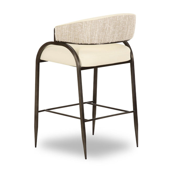 TOV Furniture Tatum Modern Two-Tone Counter Stool with Durable Vegan Leather and Sleek Metal Frame for Style Cream TOV-D69333