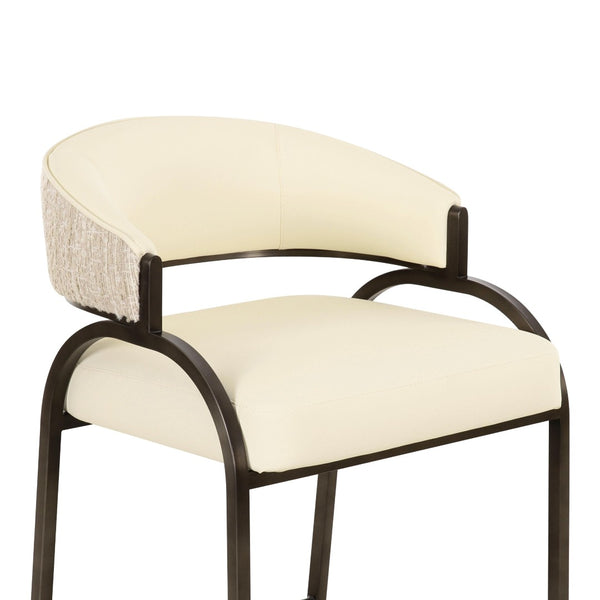 TOV Furniture Tatum Modern Two-Tone Counter Stool with Durable Vegan Leather and Sleek Metal Frame for Style Cream TOV-D69333